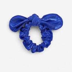 Scrunchie met strik voor turnen meisjes blauw met glitters