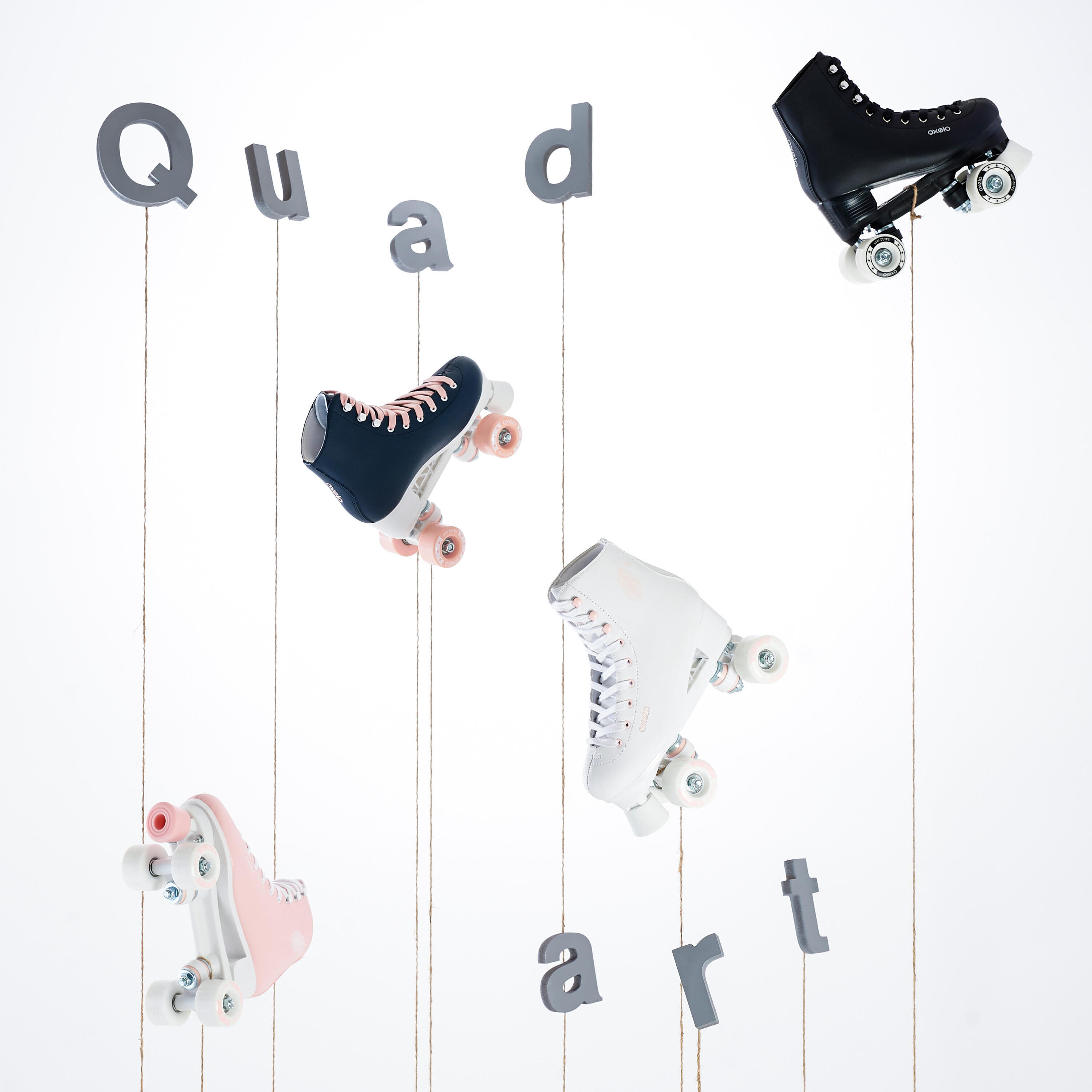 Patines 4 Ruedas Artísticos Niños y Mujer Oxelo Quad 100 Blanco 11/20