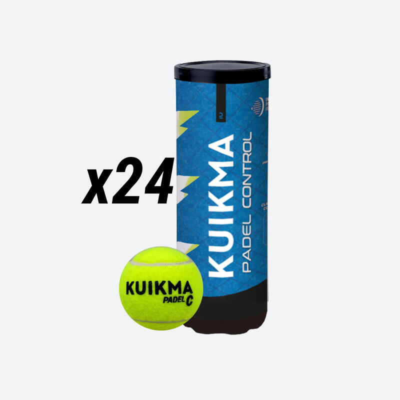 Caixa de 24 tubos de 3 bolas de padel pressurizadas - Kuikma Control