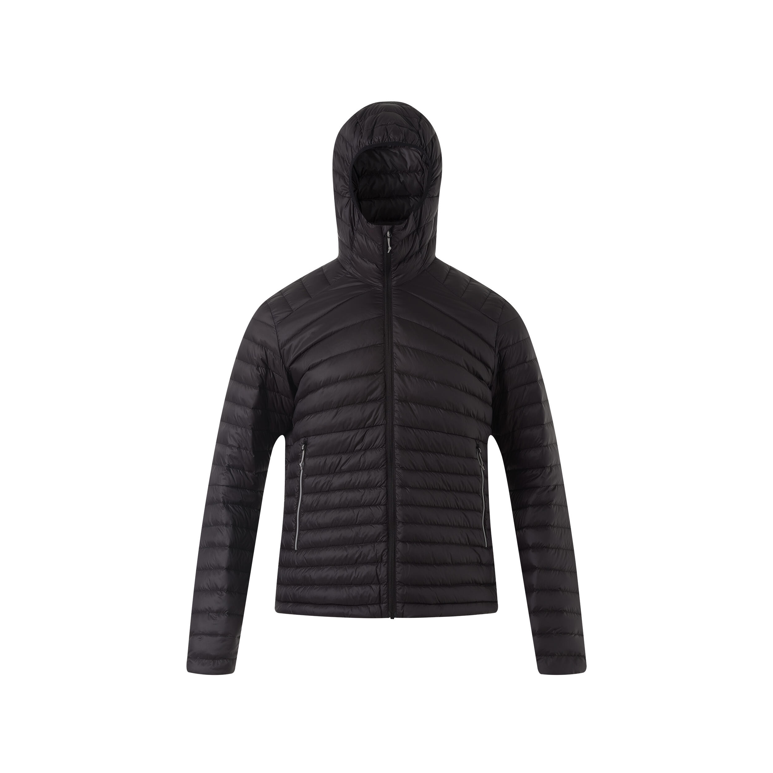 Mountain trekking hooded down jacket - MT100 CN Smoky Black
