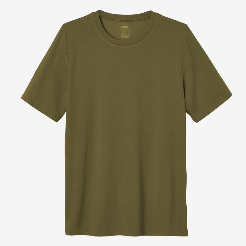 T-shirt fitness manches courtes droit col rond coton homme - 500 brun kaki