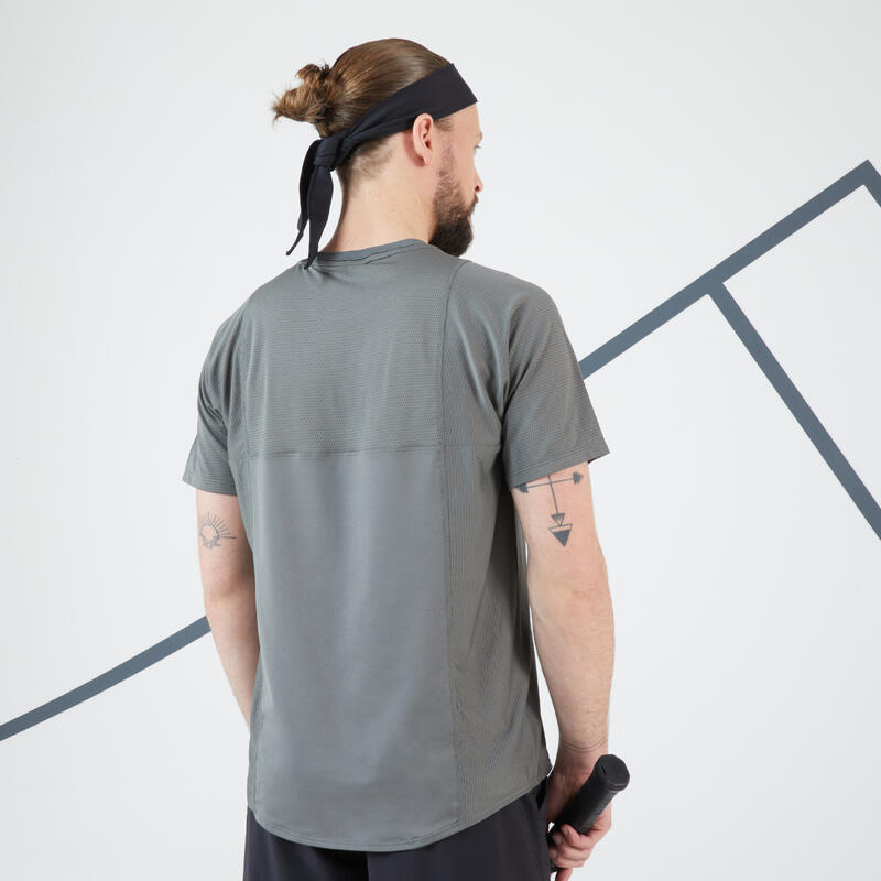 Men's Short-Sleeved Tennis T-Shirt TTS Dry RN - Khaki/Black
