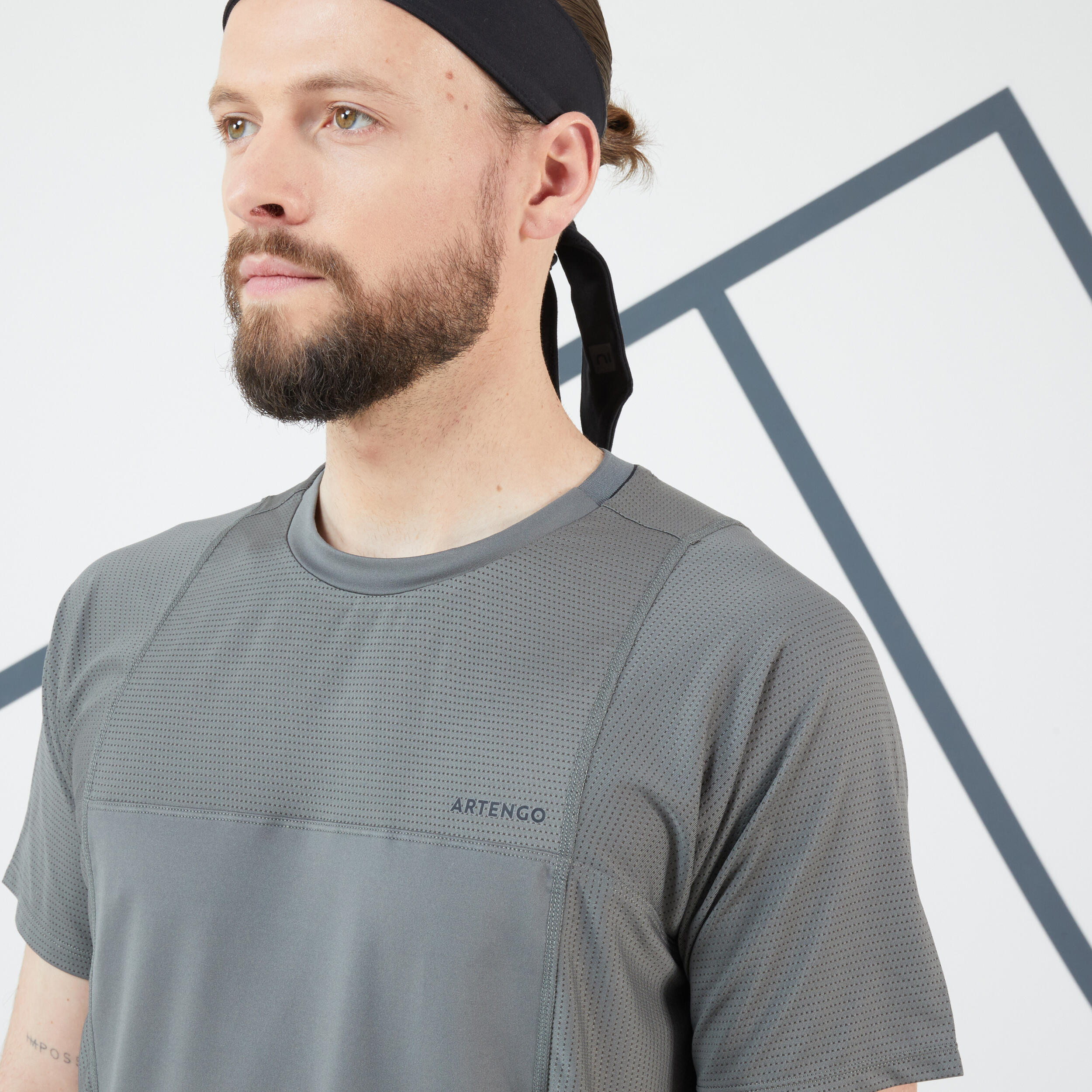 Men's Short-Sleeved Tennis T-Shirt Dry - Khaki/Gaël Monfils 2/9