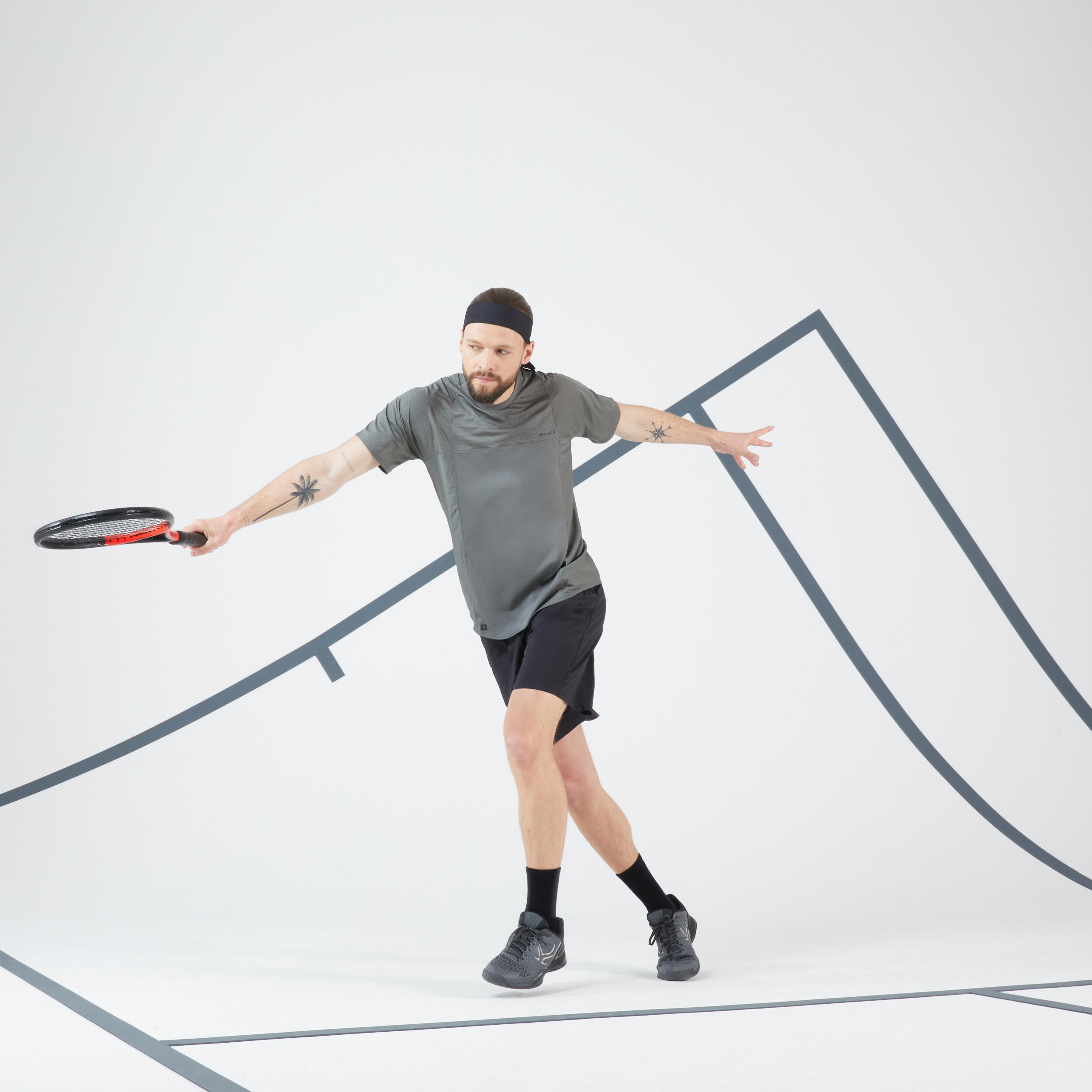 Men's Short-Sleeved Tennis T-Shirt Dry - Khaki/Gaël Monfils 7/9