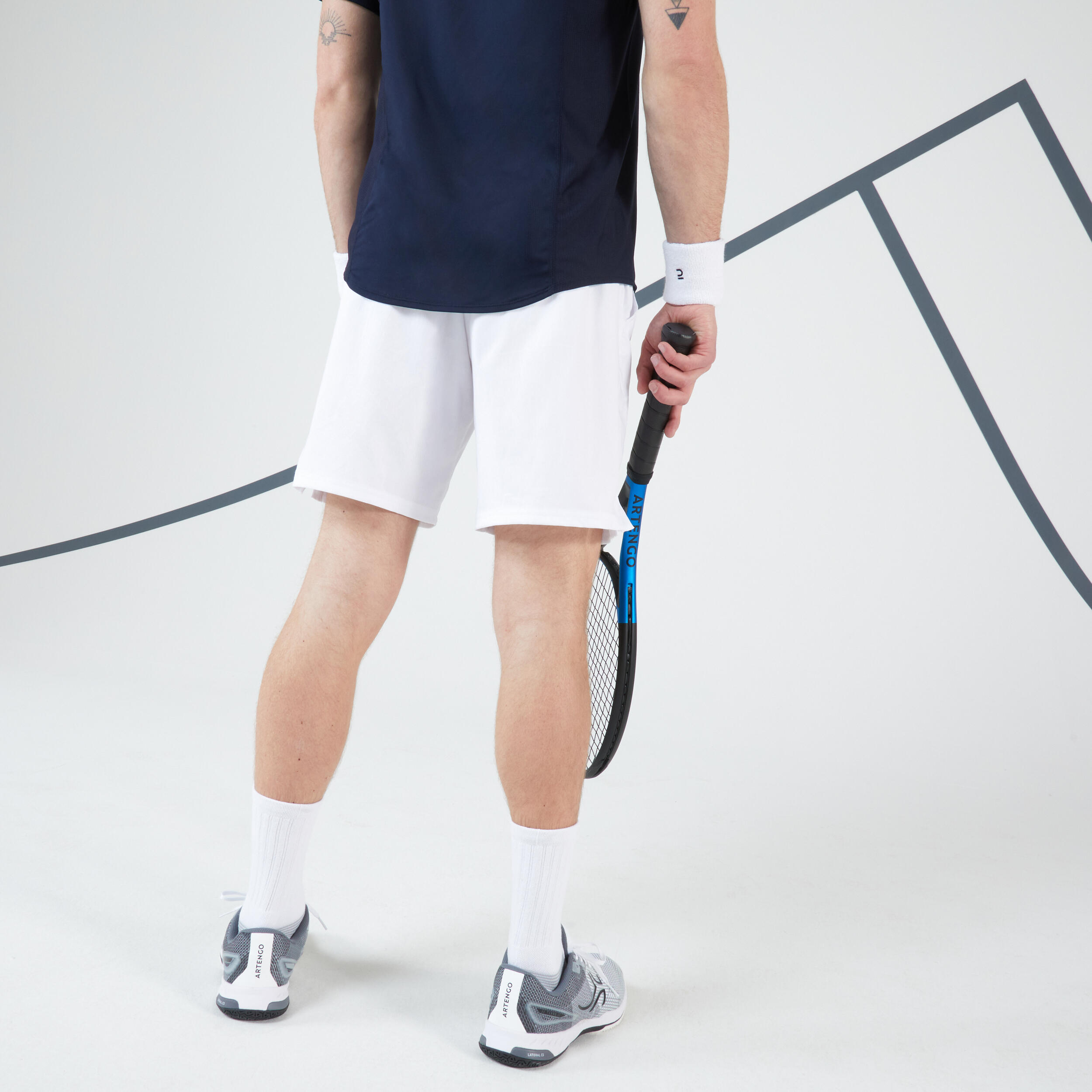 Camiseta de tenis manga corta hombre Artengo TTS Dry RN marino blanco 10/31