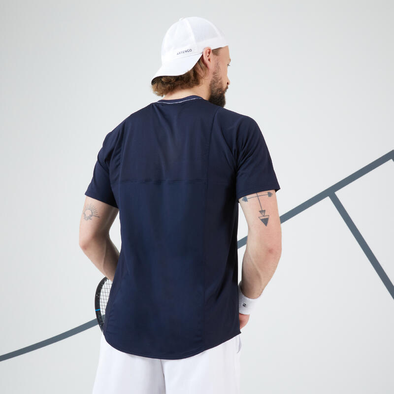 Camiseta de tenis manga corta hombre Artengo TTS Dry RN marino blanco