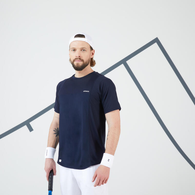 Tennisshirt met korte mouwen voor heren DRY marineblauw Gaël Monfils