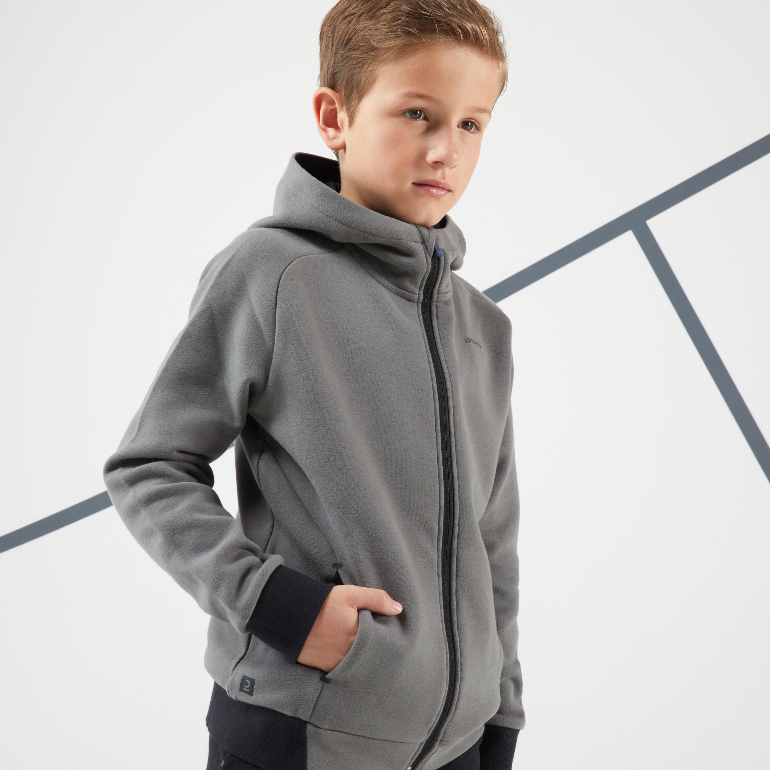Boys' Thermal Tennis Jacket - Khaki 3/7