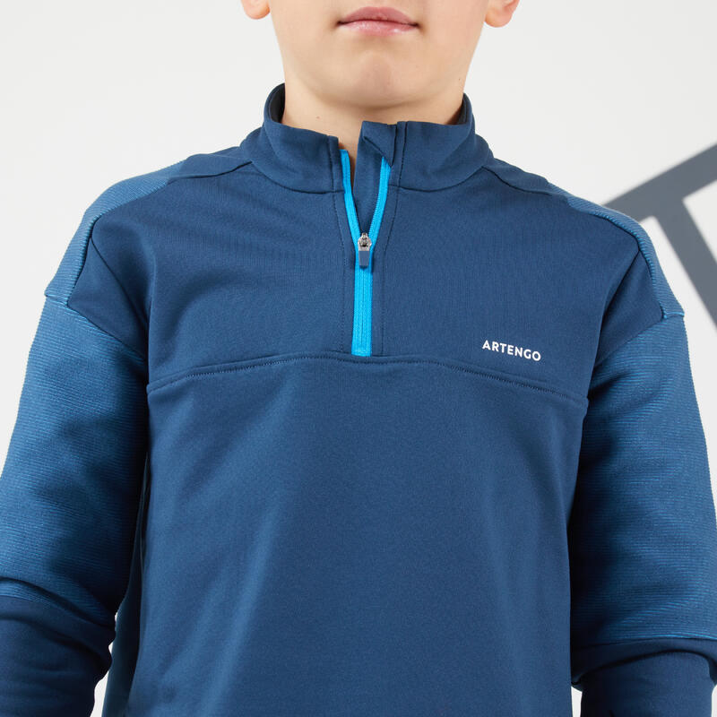 Kinder Langarmshirt Tennis - Thermic 1/2 Zip türkis 