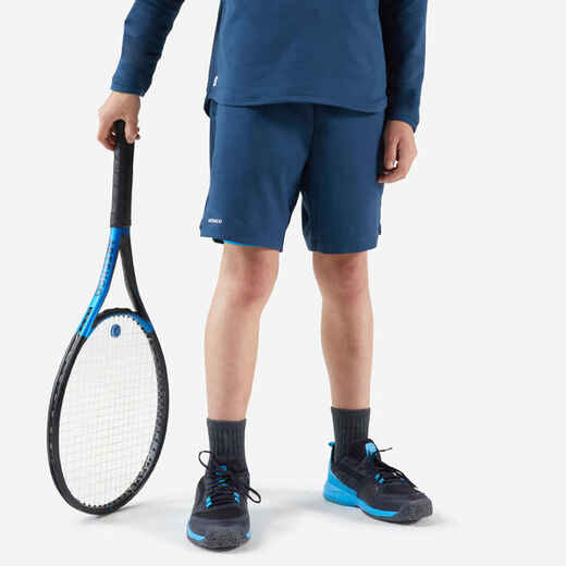 
      Kratke hlače za tenis s ugrađenim hlačicama 500 za dječake tirkizne 
  