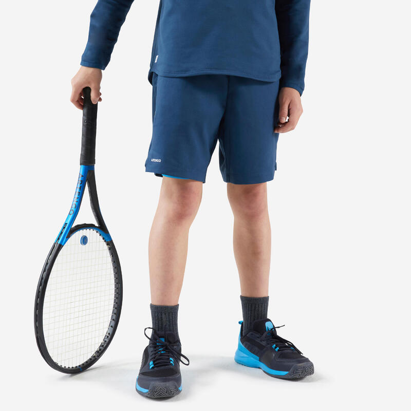 Short de tennis thermique avec shorty garcon - TSH TH 500 turquoise