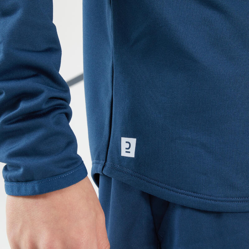 T-shirt de tennis manches longues Thermic garçon 1/2 zip turquoise