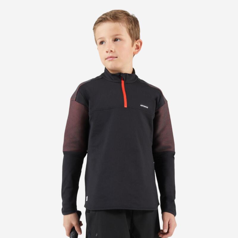 Camiseta térmica de tenis niños Artengo 500 negro rojo