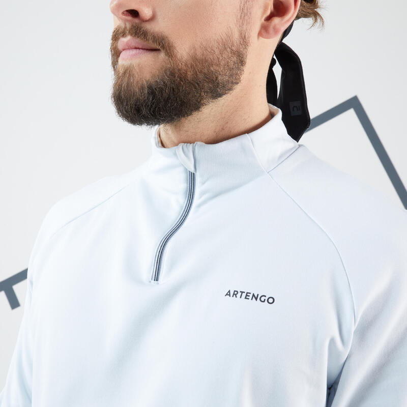 Men's Tennis Long-Sleeved Sweatshirt Thermic 1/2 Zip - Light Grey