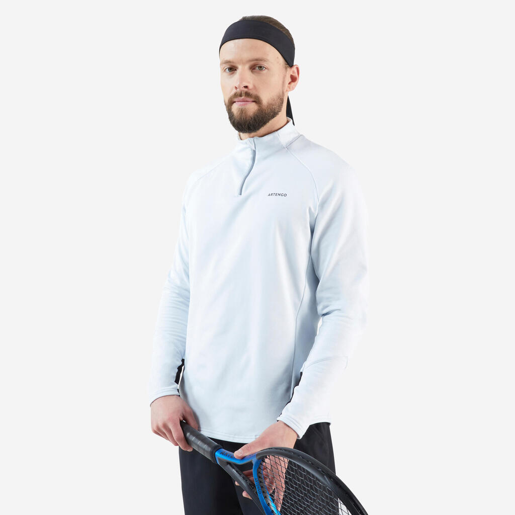 Herren Langarmshirt Tennis - Thermic 1/2 Zip graugrün