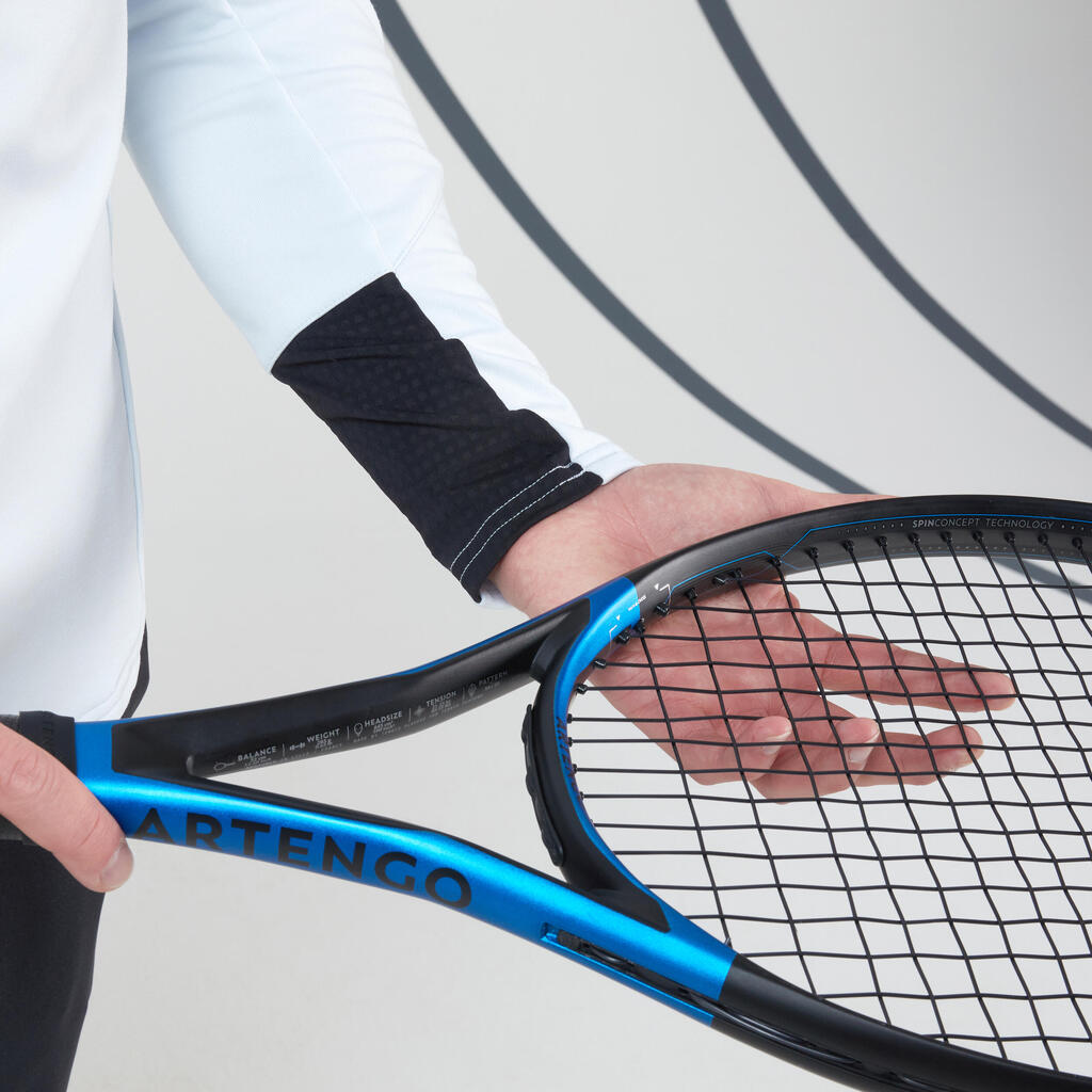 Pánska tenisová termo mikina s dlhým rukávom 1/2 zips zelenosivá