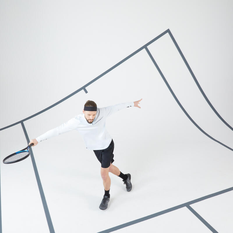 Camiseta de tenis manga larga hombre Artengo TSW TH 1/2 cremallera gris claro
