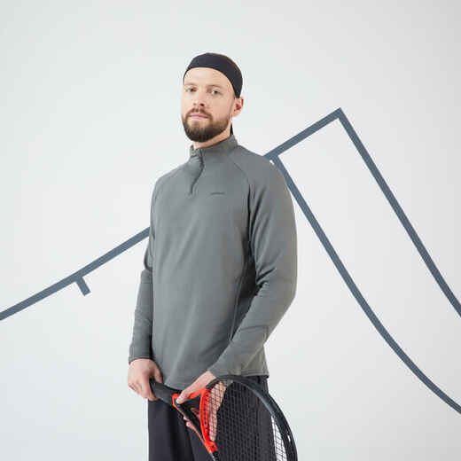 Men's Half-Zip Long-Sleeved Thermal Tennis Sweatshirt - Verdigris