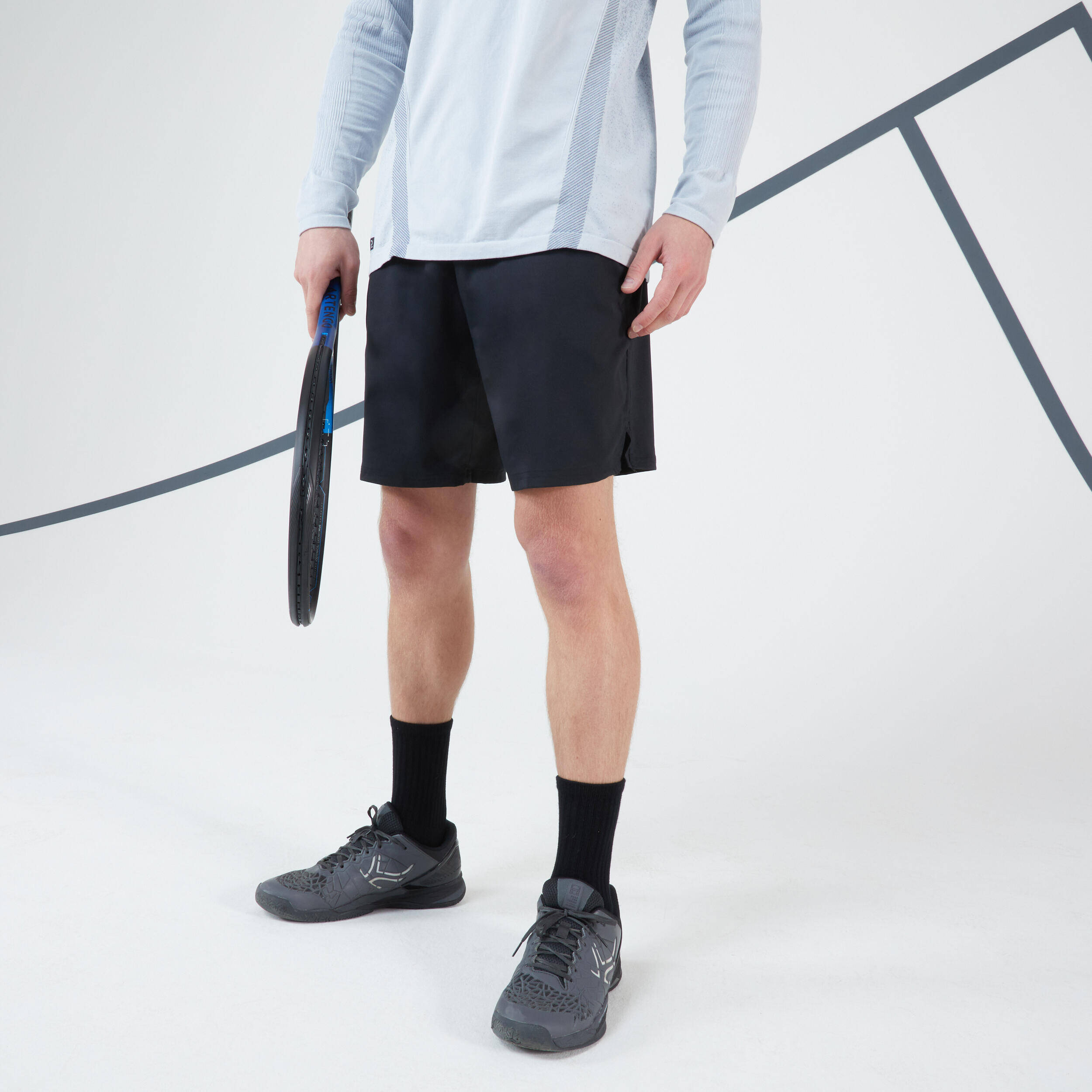 Men Tennis Shorts Dry 500 Black -  2
