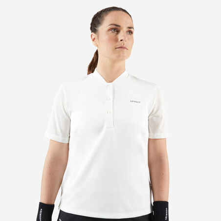 Polo majica kratkih rukava za tenis Dry 500 mekana ženska prljavobijela