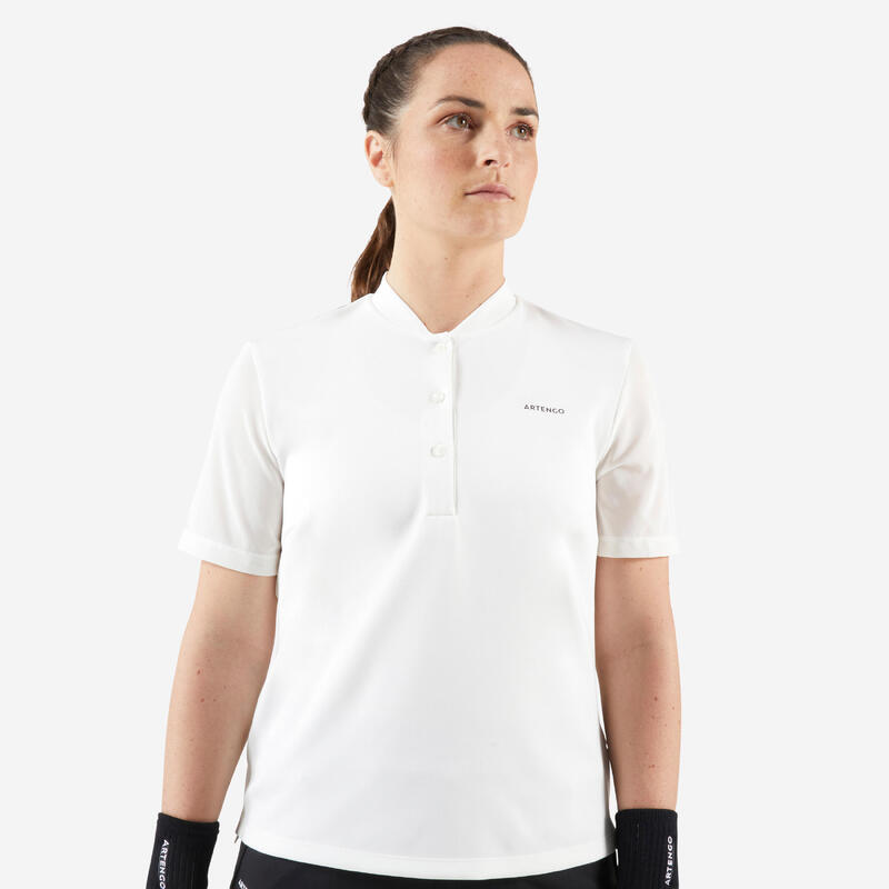 Polo tennis dry soft femme - Dry 500 blanc cassé