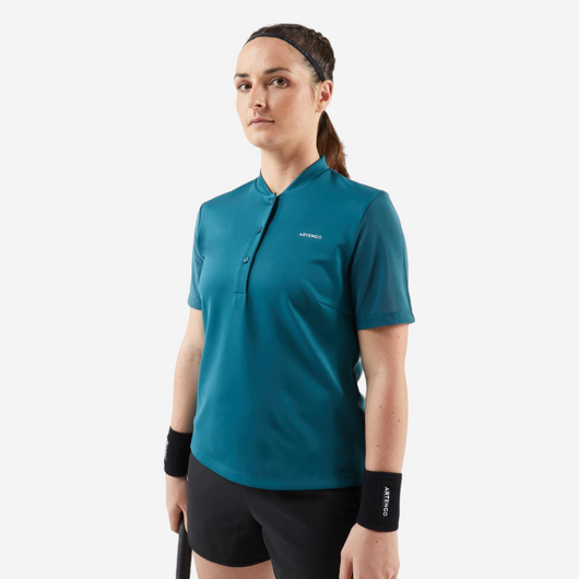 Polo tennis dry soft femme - Dry 500 vert foncé