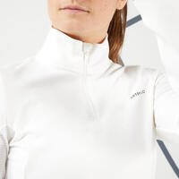 T-Shirt tennis manches longues thermique femme - TH 900 blanc cassé