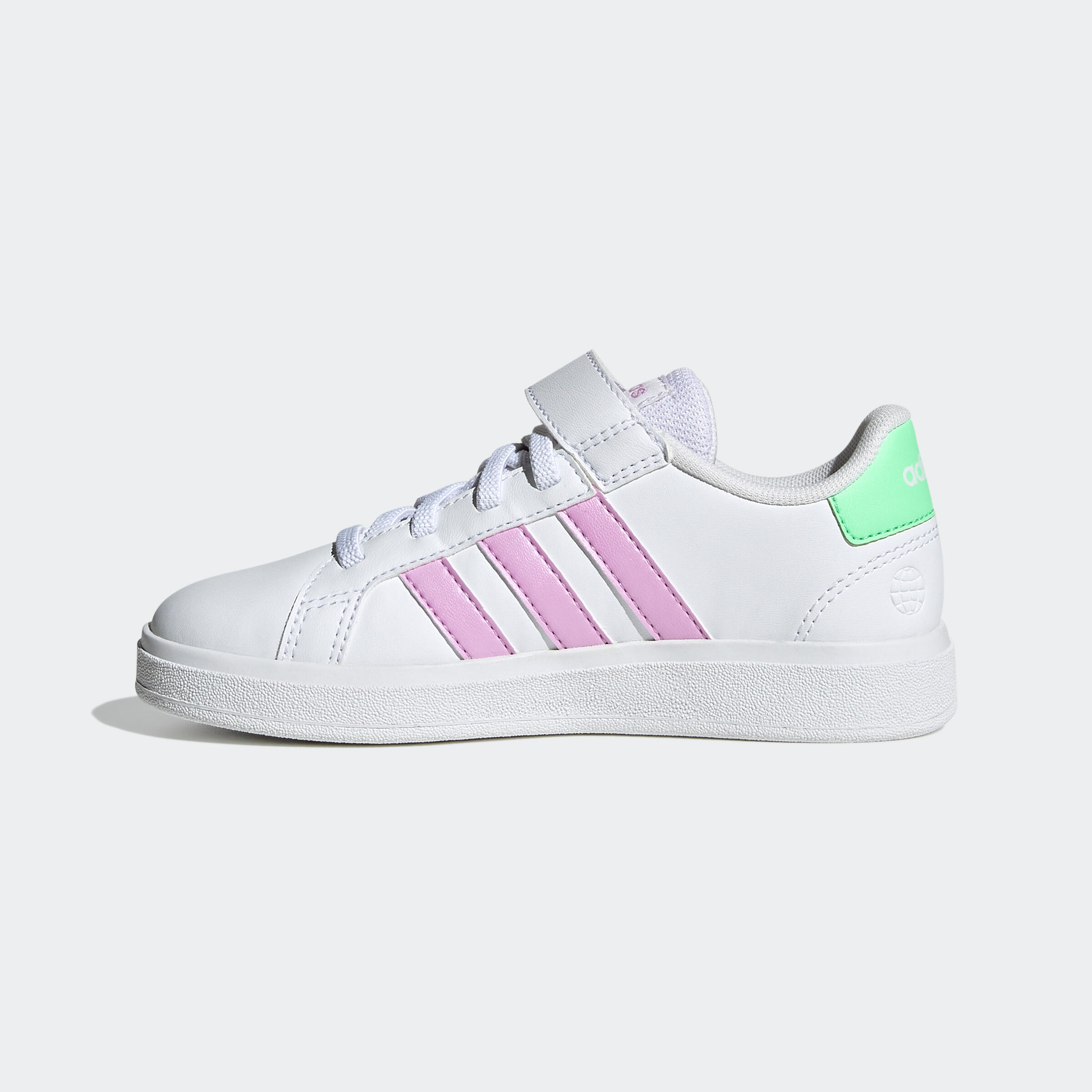 ADIDAS Sneakers met klittenband voor kinderen Grand Court wit iriserend |  Decathlon
