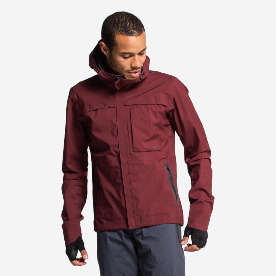 Cycling Rain Jacket Gravel Burgundy TRIBAN Decathlon