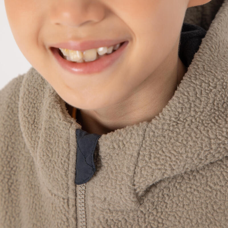 Kids’ Hiking Fleece Jacket - MH500 KID CN - Aged 2-6 - Dark Beige