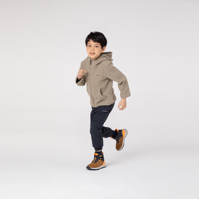 Kids’ Hiking Fleece Jacket - MH500 KID CN - Aged 2-6 - Dark Beige