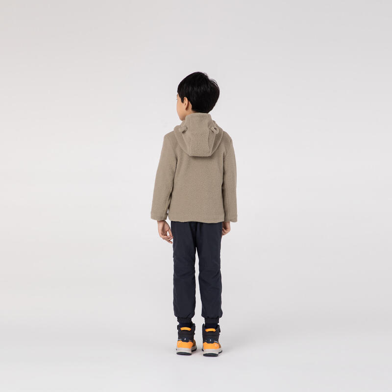 Kids’ Hiking Fleece Jacket - MH500 KID CN - Aged 2-6 - Dark Beige