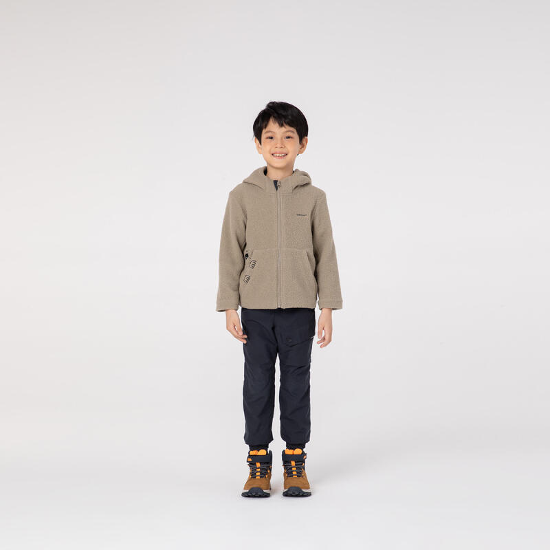 Kids’ Hiking Fleece Jacket - MH500 KID CN - Aged 2-6 - Dark Beige