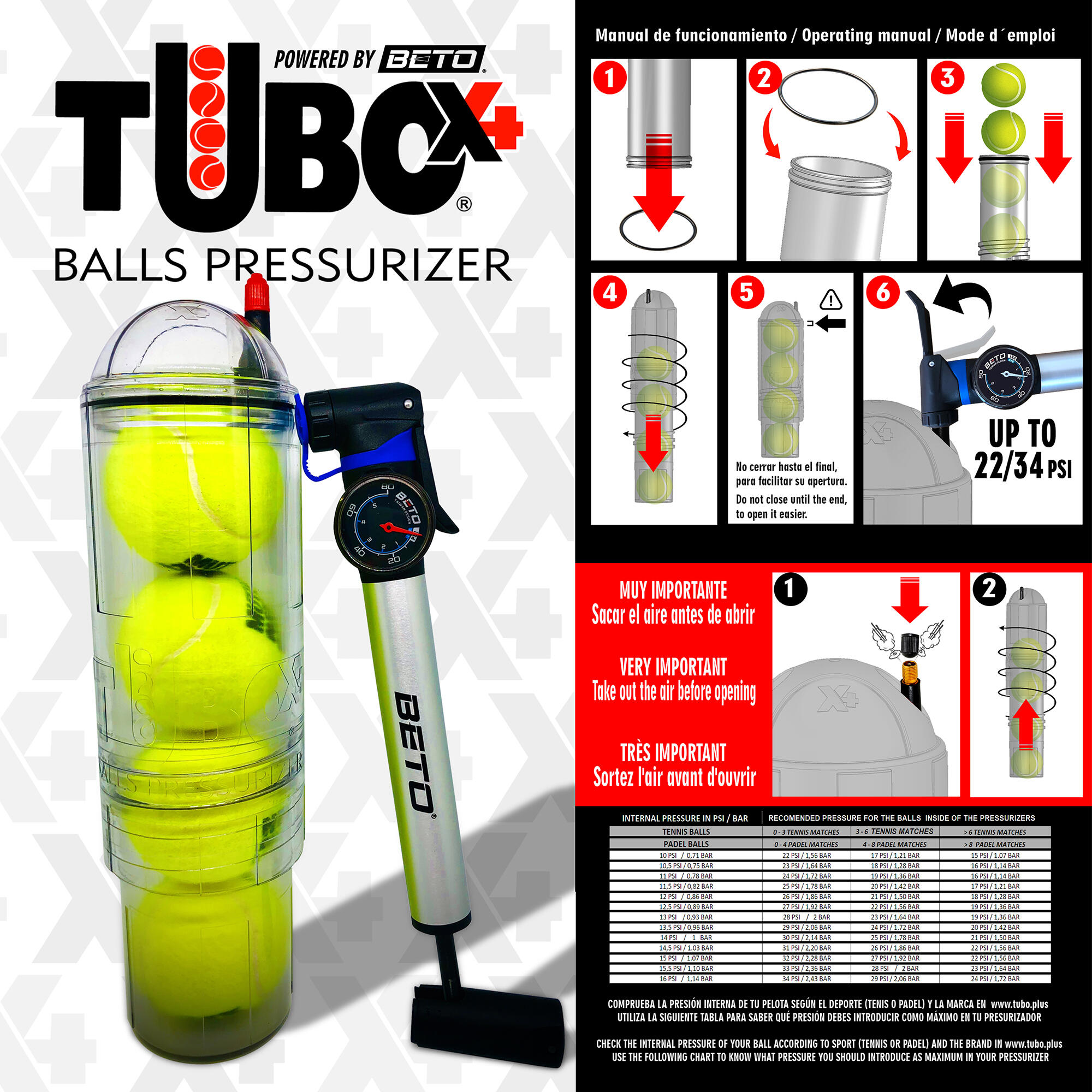 Pressurisateur de balles de tennis 4 balles Tubo+ TUBOPLUS Decathlon.ch