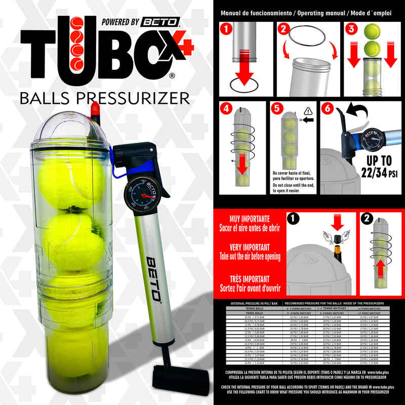 Tennis Ball Pressurizer 4 Balls Tubo+ Decathlon