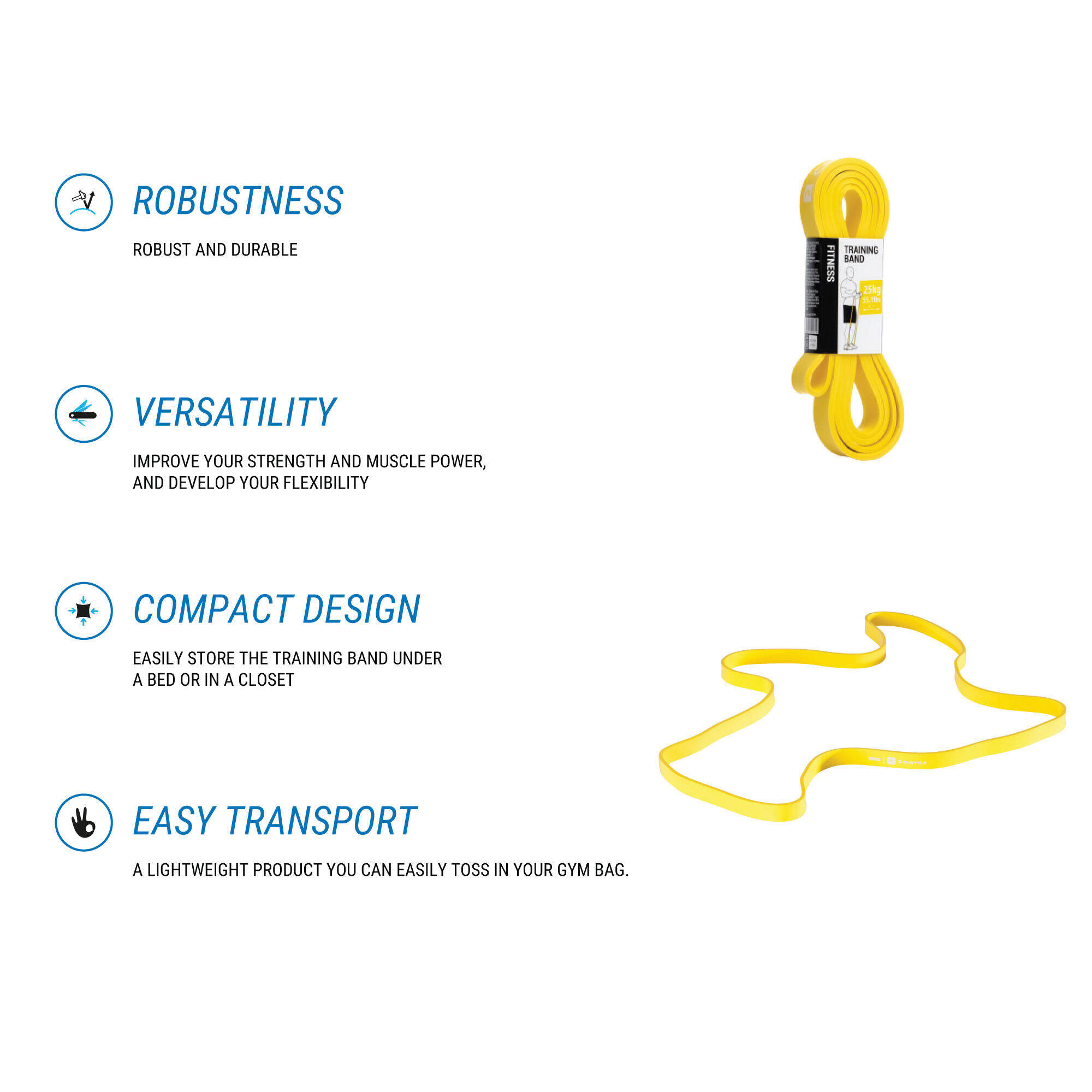 Weight Training Resistance Band 25kg for Home Gym Workout, High Resistance -  2