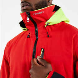 Men's waterproof and windproof sailing anorak SAILING 500 red yellow