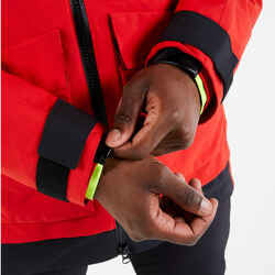 Men's waterproof and windproof sailing anorak SAILING 500 red yellow