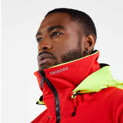 Men's waterproof and windproof sailing anorak SAILING 500 red yellow