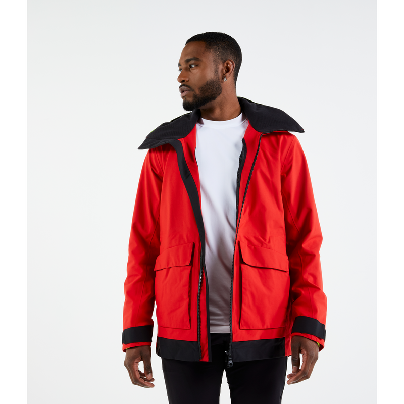 Veste de quart impermeable et coupe vent de voile SAILING 500 homme Rouge Jaune pour les clubs et collectivites Decathlon Pro