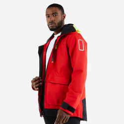 Men's waterproof and windproof sailing anorak SAILING 500 red yellow