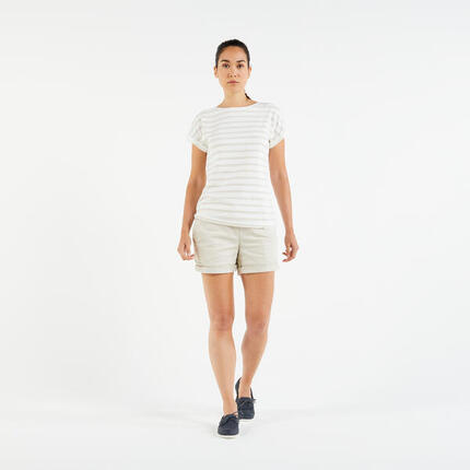 Short de voile côtière femme Sailing 100 rouge brique clair