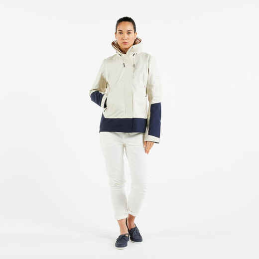 
      Women's windproof waterproof jacket - wet-weather jacket SAILING 300 beige navy
  