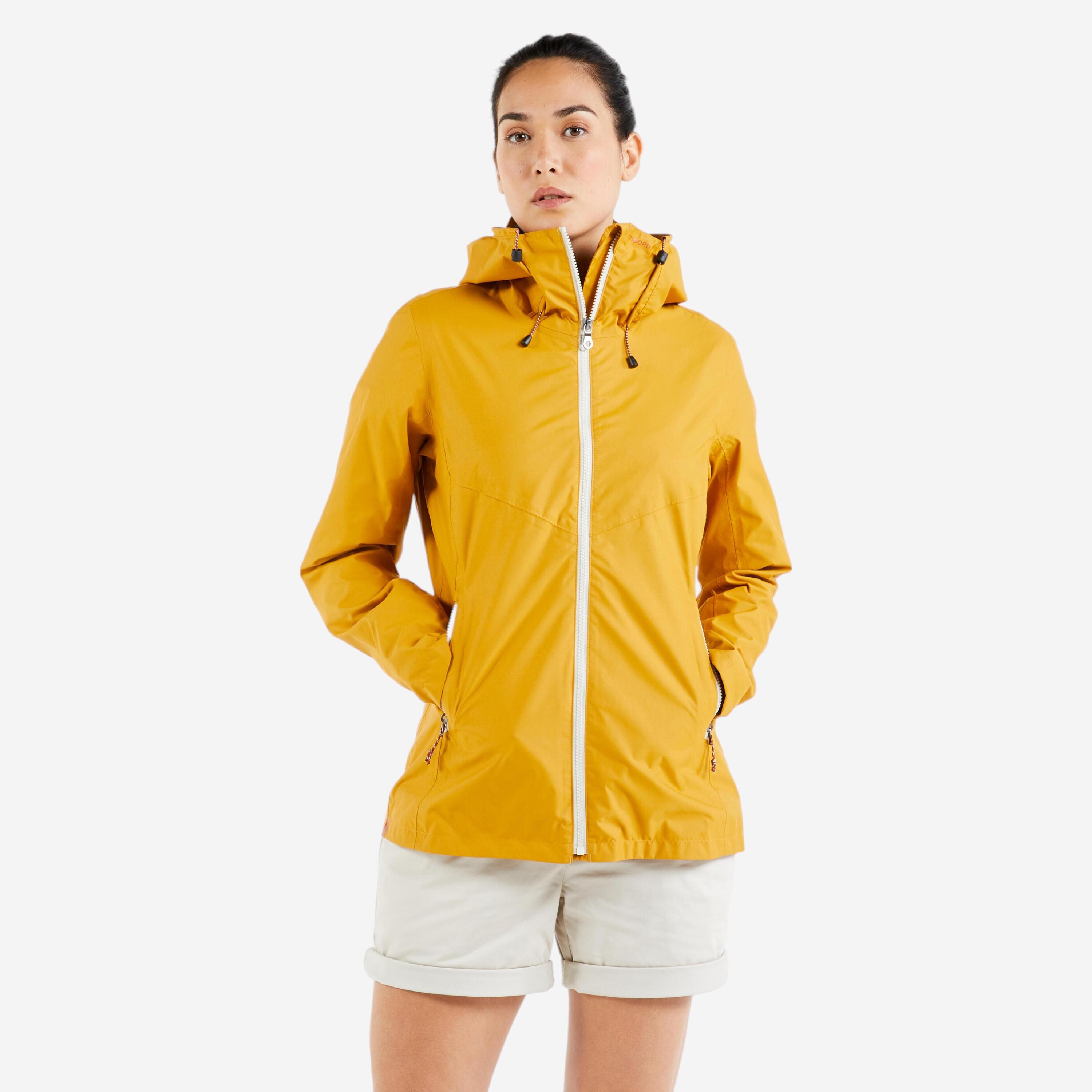 TRIBORD Women’s waterproof sailing jacket - wet-weather jacket SAILING 100 ochre