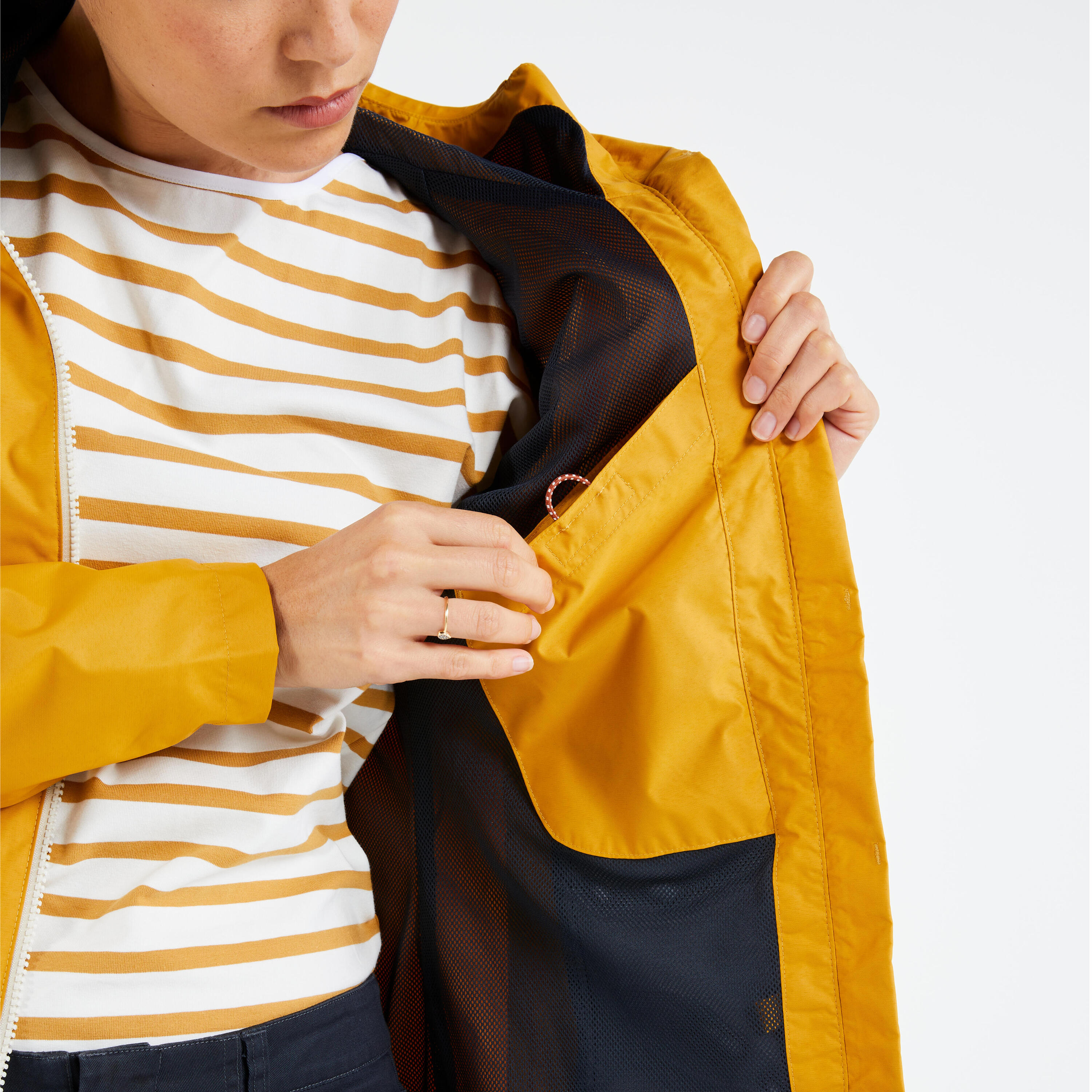 Women’s waterproof sailing jacket - wet-weather jacket SAILING 100 ochre 4/8