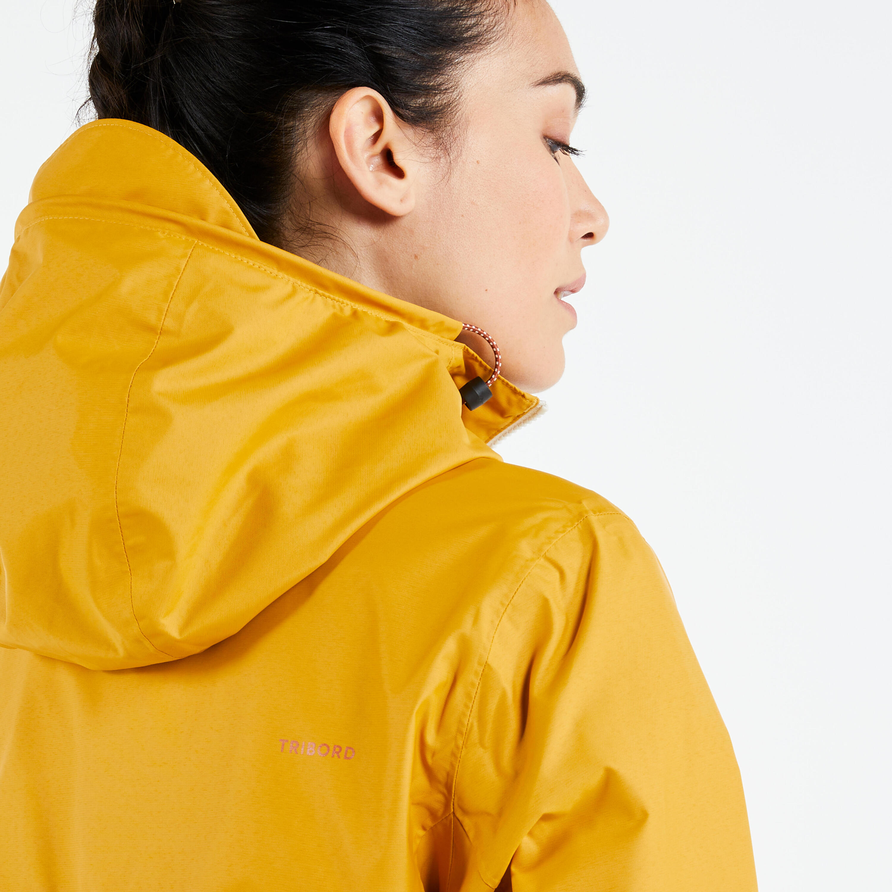 Women’s waterproof sailing jacket - wet-weather jacket SAILING 100 ochre 5/8