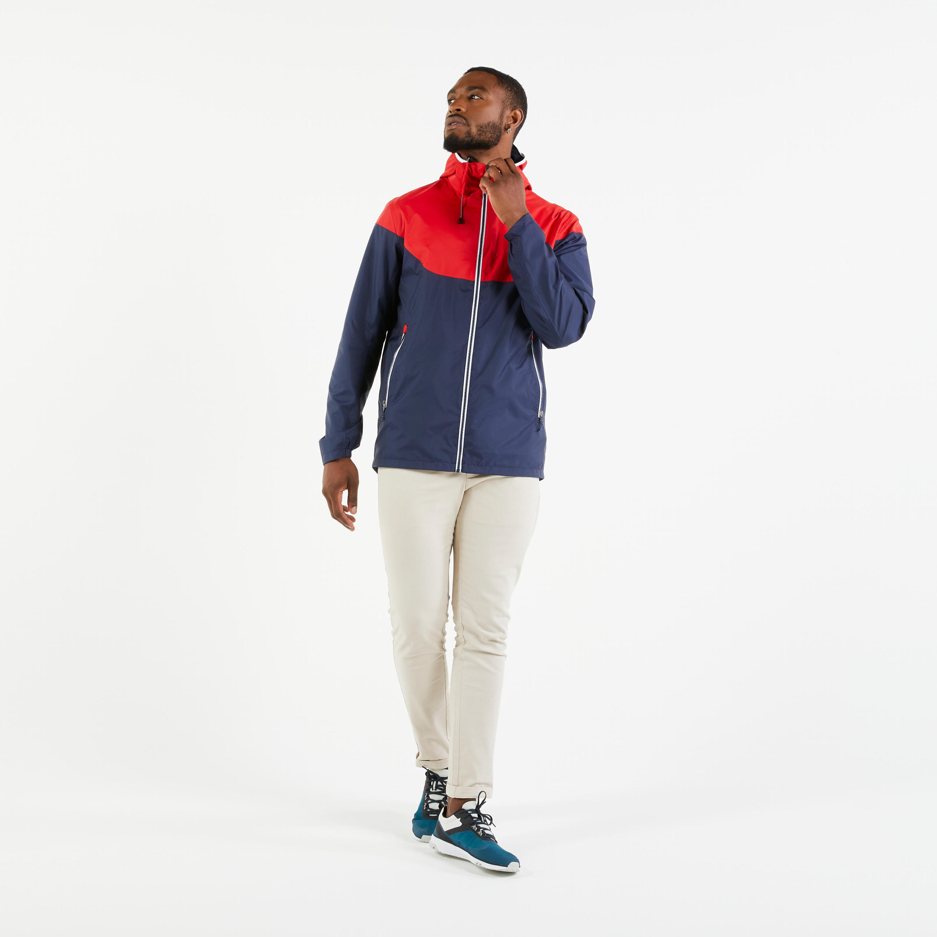 Zeiljas 100 voor heren water- en winddicht blauw/rood 10/10