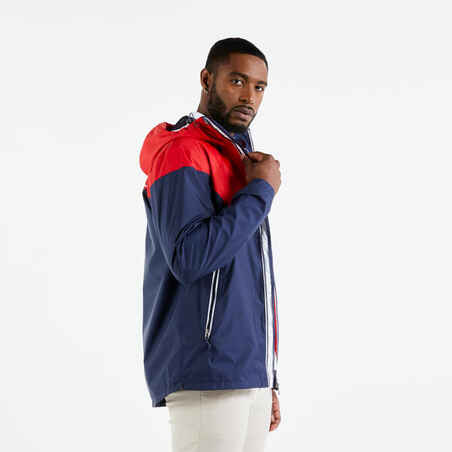 Chaqueta impermeable y rompevientos para hombre Tribord Sailing 100 azul - rojo