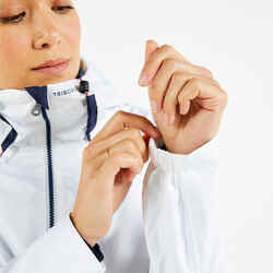 Women’s waterproof sailing jacket - wet-weather jacket SAILING 100 white