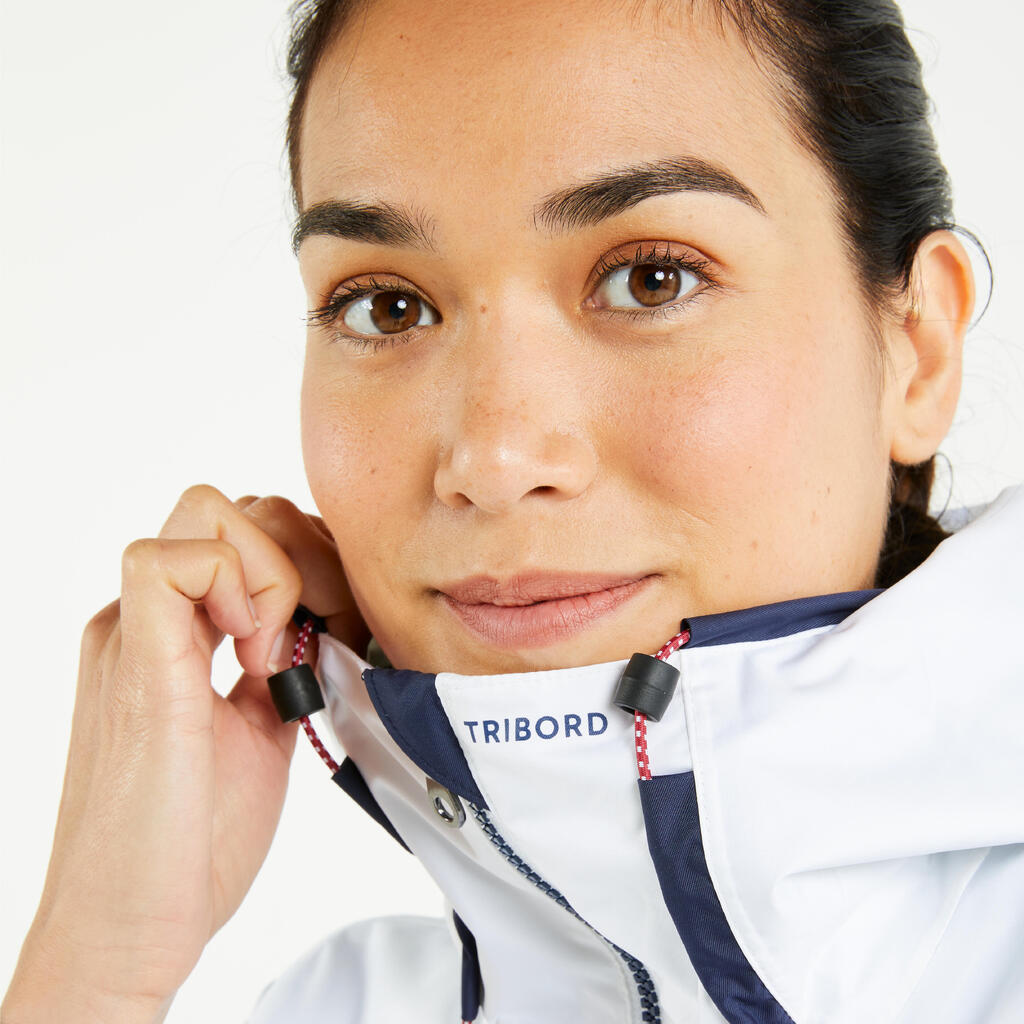 CHAQUETA VELA LLUVIA SAILING 100 MUJER BLANCO IMPERMEABLE